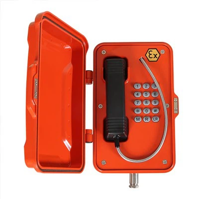 Bukti Ledakan Telepon VOIP Warna Oranye Bersertifikat Dengan Tombol Panggilan Cepat